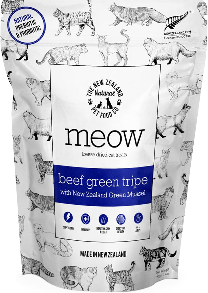 Meow Freeze Dried Cat Treats - New Zealand Green Mussel, High Protein, Healthy Cat Snacks and Toppers, All Natural for All Life Stages, 1.76 Oz