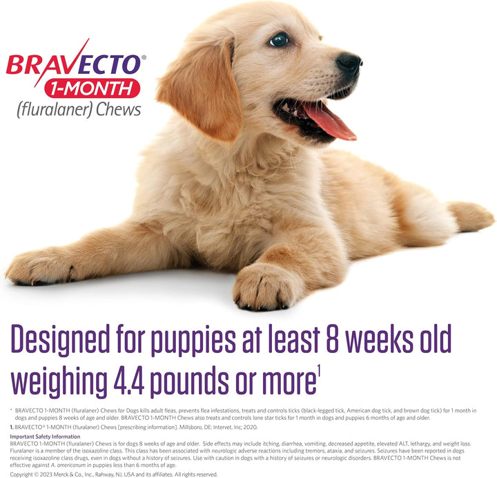 1-Month Flea & Tick Chew for Puppies, 1 Chew, 1 Month Supply, >9.9-22 Lbs., Orange Box