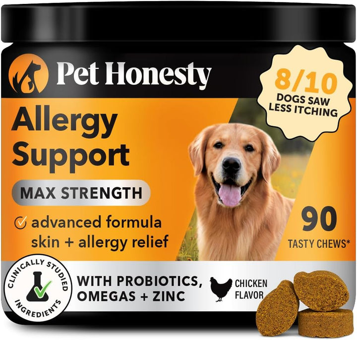 Dog Allergy Itch Relief - Advanced Itch Supplement with Probiotics for Dogs - Immune Support & Skin Relief for Seasonal Allergies - Natural Itchy Skin & Paw Relief - (Peanut Butter, 90 Ct)