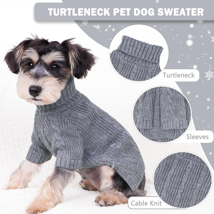 Winter Dog Clothes for Small Dogs Turtleneck Dog Sweaters Dog Knitted Warm Sweater Puppy Cold Weather Clothes Small Dog Pullover Sweater Fall Doggie Outfits Cat Apparel (Small)