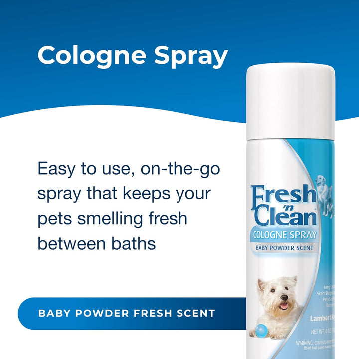 Fresh ’N Clean Cologne Spray - Baby Powder Scent - 6 Oz - Controls Odor & Keeps Dogs Smelling Fresh