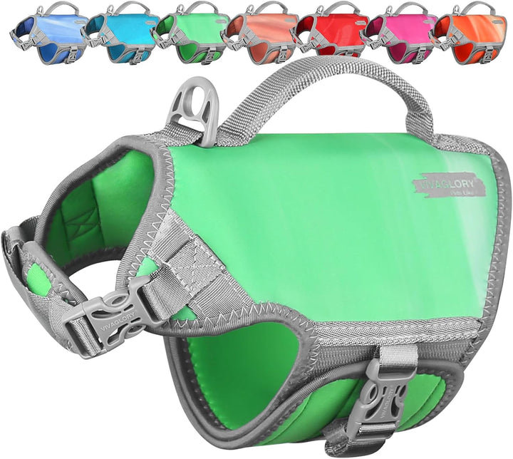 Neoprene Dog Life Vest, Dog Life Jacket for Swimming & Boating, Lightweight & Buoyancy for Puppy Doggy, Swimming Vest with Handle, XS, Raspberry Pink