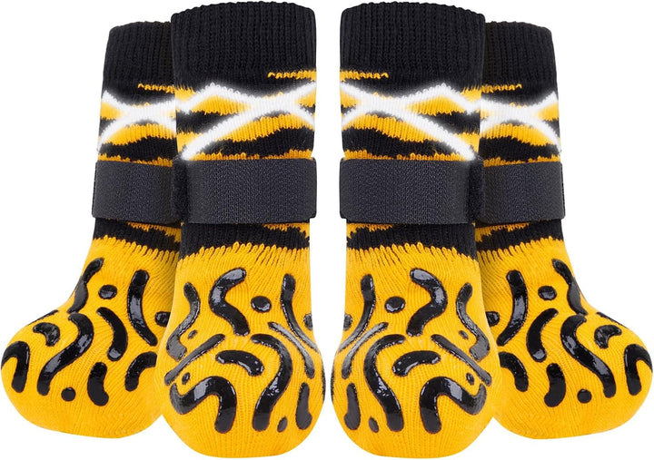 Double Sides Non-Slip Dog Socks to Prevent Licking Paws - Strong Traction for Paw Protector, Senior Dogs, Hardwood Floors, Dog Booties with Grippers - Size Large