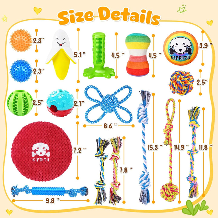 25 Pack Various Puppy Dog Toys for Teething, Entertainment & Interaction, Puppy Chew Toys Pack with Rope Toy, Treat Balls and Dog Squeaky Toys for Puppies & Small Dogs