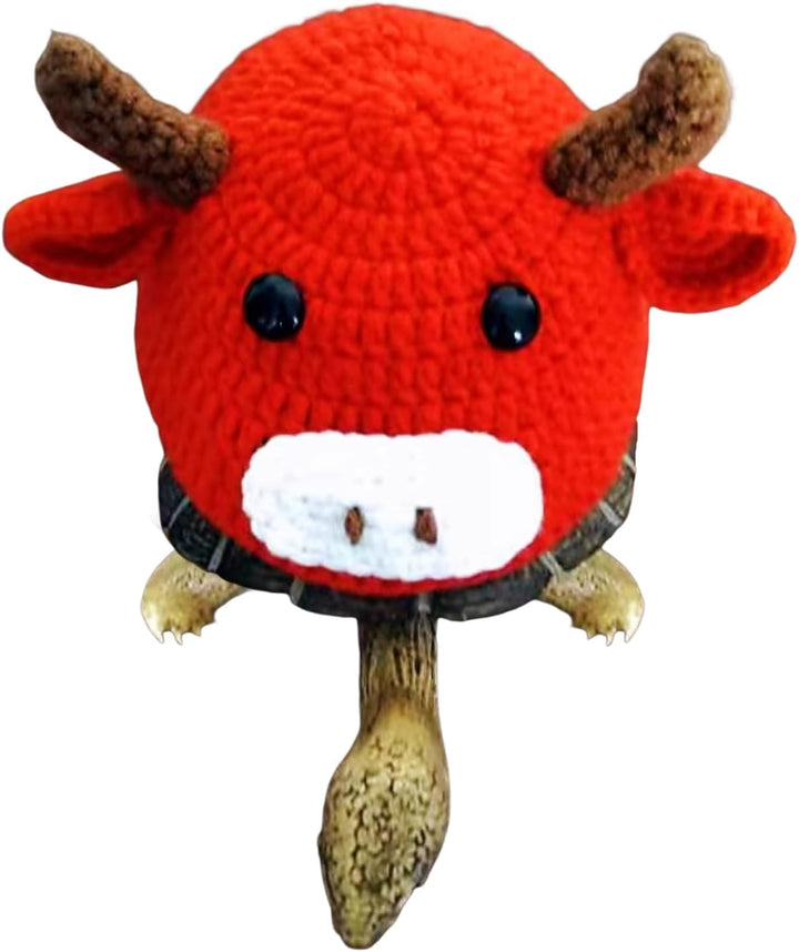 Sweater for Turtle, Handmade Knitted Sweater for Tortoise, Warm Small Animal Sweater, Knitted Pet Apparel with Adjustable Strap, Pet Cosplay Costume for Halloween (Red Stegosaurus, M)