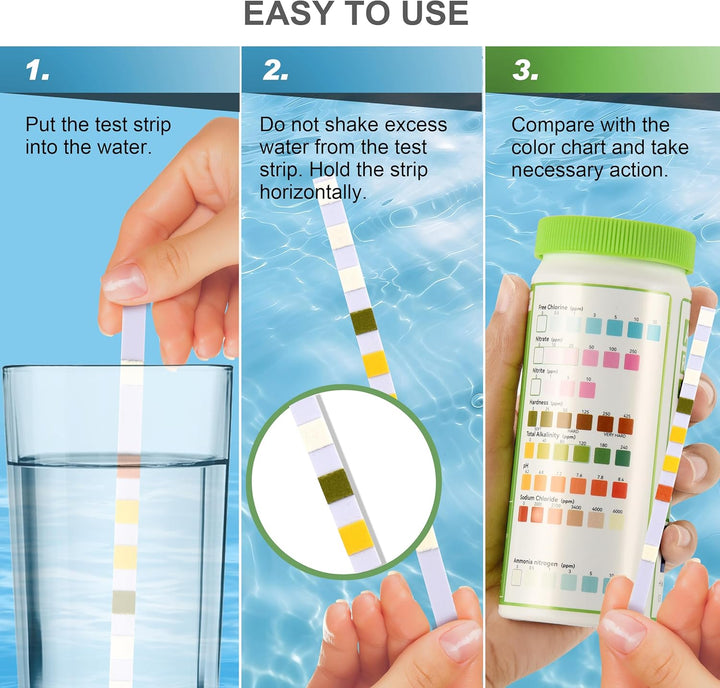8-In-1 Aquarium Test Kit for Fish Tanks - Quick & Accurate Water Testing Strips for Aquariums & Ponds. Tests Ph, Ammonia, Alkalinity, Hardness, Chlorine, Etc. (K02-50)