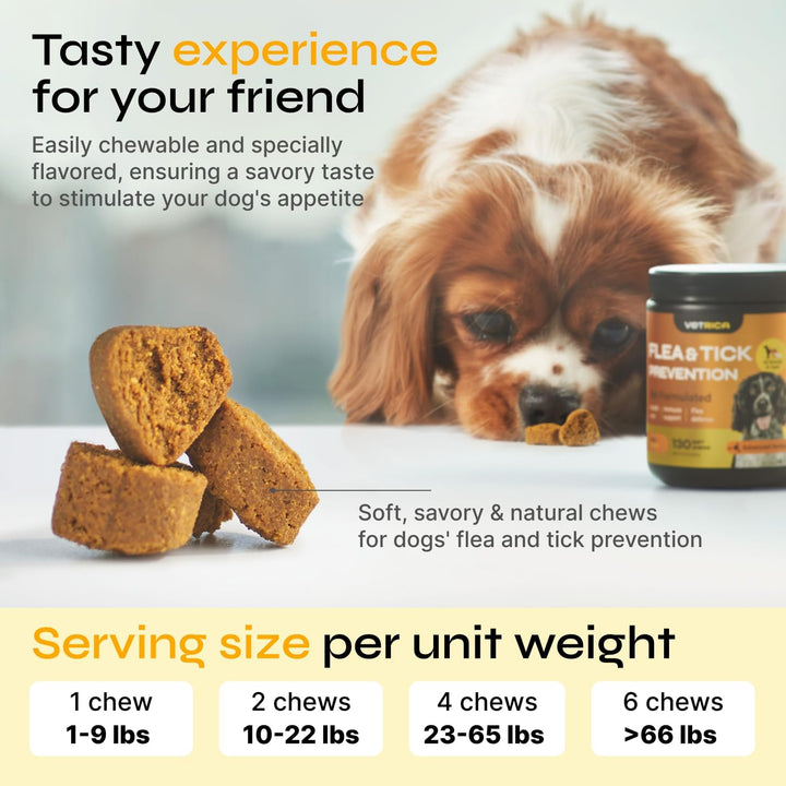 Flea and Tick Prevention for Dogs - Dog Flea Treatment Chews - Immune Support Flea and Tick Chewables for Dogs - Dog Flea & Tick Control Supplement - All Breeds & Ages - Vet Formulated - Soft Treats