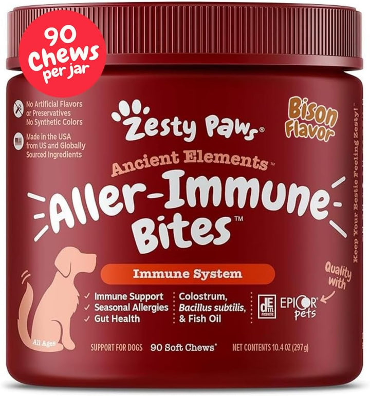 Dog Allergy Relief- Dog Itching Skin Relief- Dog Probiotics for Itchy Skin and Itchy Ears- Dog Allergy Paw Relief- Dog Allergy Chews- Dog Itch Relief - Dog Skin Allergy Relief - Lamb - 90Ct
