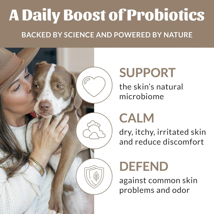 Probiotic Pet Deodorizer Spray- Hydrating Daily-Use with Avocado Oil & Omega-3S, Microbiome Friendly Certiified, Paraben & Sulfate-Free, 97% Natural, 8Oz, Dog of the Woods