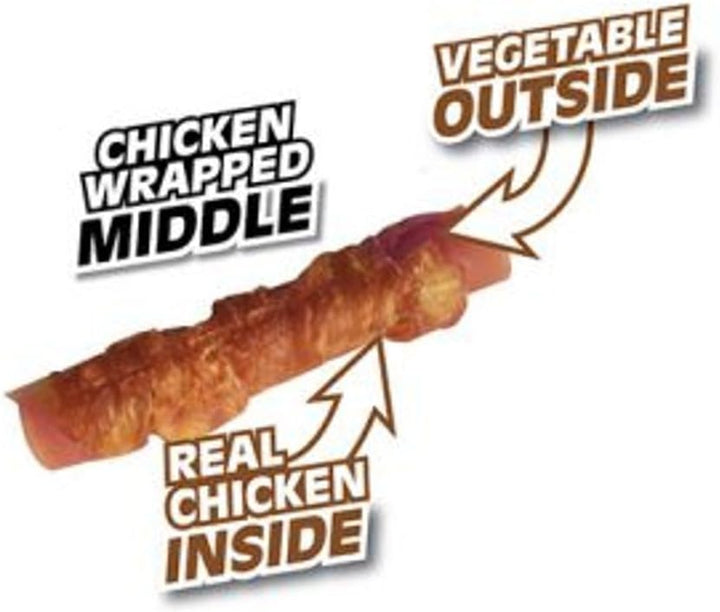 Chicken-Wrapped Sticks, Treat Your Dog to a Rawhide-Free Chew Made with Real Chicken and Peanut Butter 8 Count (Pack of 1)