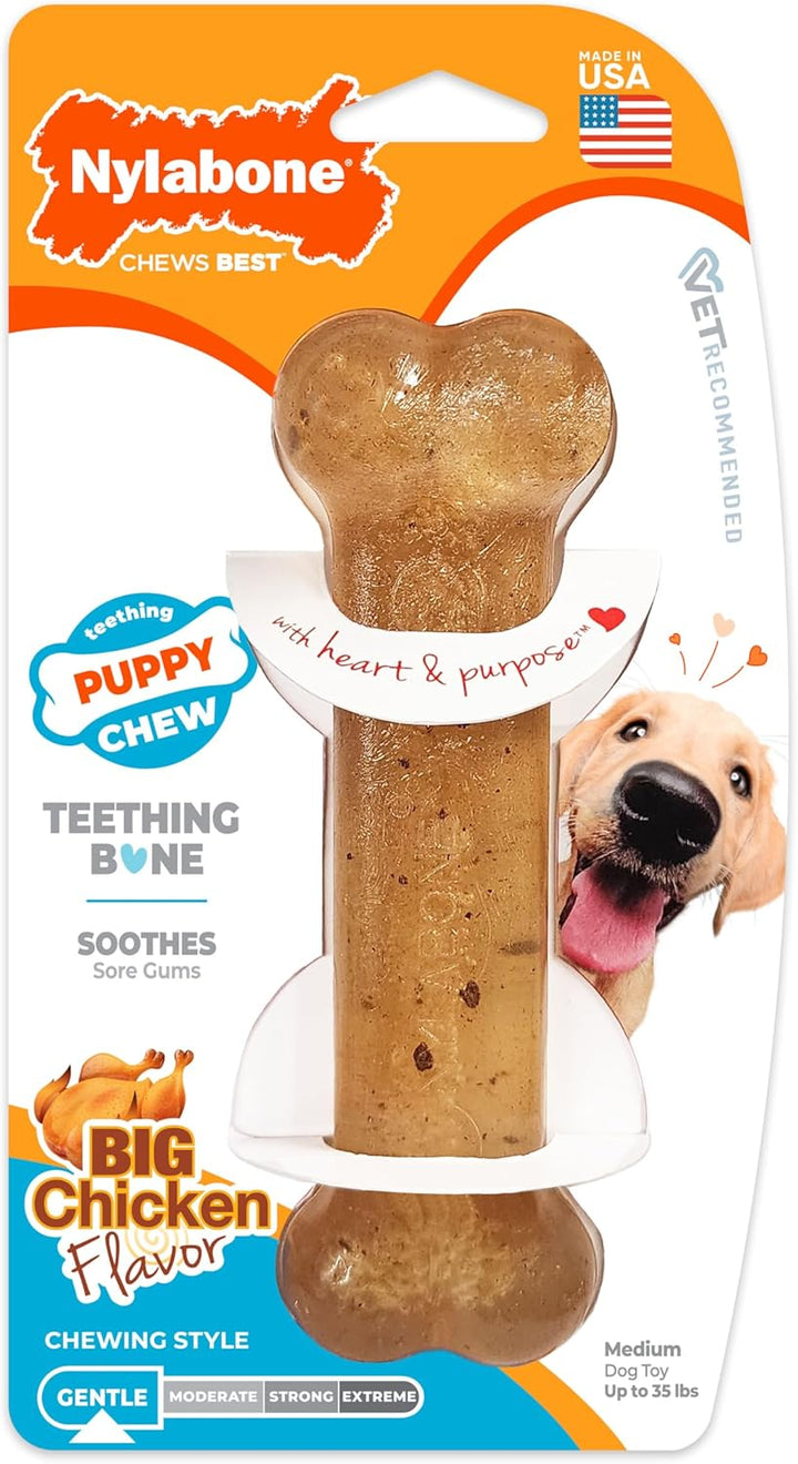 Ring Bone Chew Toy for Puppies, Puppy Teething Toys, Puppy Enrichment Toys, Chicken Flavor, X-Small Dogs - up to 15 Lbs, 1 Count