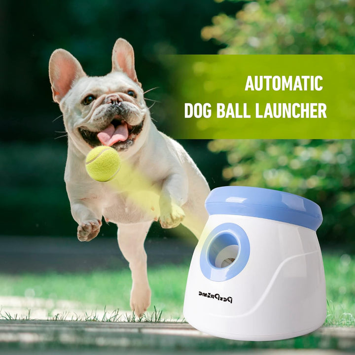 Automatic Dog Ball Thrower Launcher for Small and Medium Dogs, Interative Dog Fetch Machine with 3 Tennis Balls (2'') for Indoor/Outdoor Throwing Game Launch Distance 10-30Ft