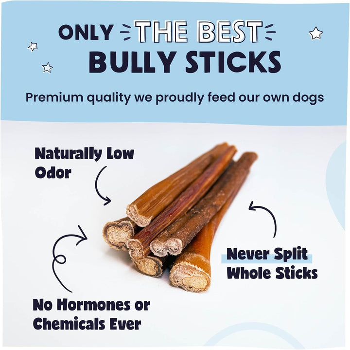 Natural 5-8" Bully Sticks for Dogs - Best Long-Lasting, Rawhide-Free, Low Odor Dental Chew Treat - Healthy Single Ingredient, 100% Real Beef - 8 Oz Bag - Packaging May Vary