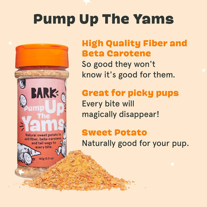 - Pump up the Yams - Dry Dog Food Topper with Superfood Sweet Potato, Single Ingredient - Meal Flavor Enhancer for Large & Small Breeds - 5Oz