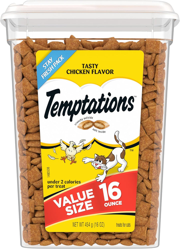 Classic Crunchy and Soft Cat Treats Tasty Chicken Flavor, 30 Oz. Tub