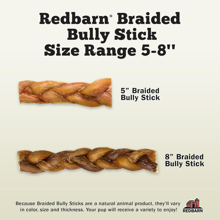 All Natural 5-8" Braided Bully Sticks for Small & Large Dogs - Healthy Long Lasting Beef Chews Variety Party Pack - Single Ingredient Low Odor Rawhide Free - 8 Oz Bag