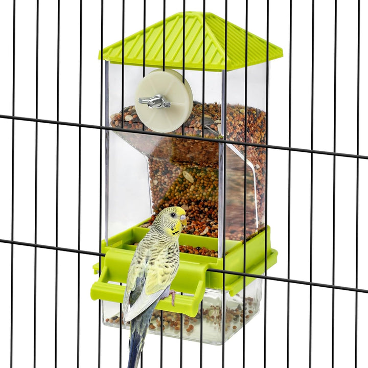 No Mess Bird Water Feeder Dispenser Set Automatic Bird Feeder Transparent Food Container Cage Acrylic Parrot Feeders Accessories for Small Birds Parrot Cockatoo Canary