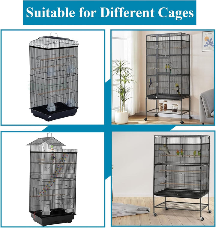 Large Bird Cage Seed Cather,Bird Cage Cover Adjustable Soft Airy Skirt Guard Birdcage Nylon Mesh Net for Parrot Parakeet Macaw African round Square Cages Cover (118 * 31.5In/300 * 80Cm) (Black)