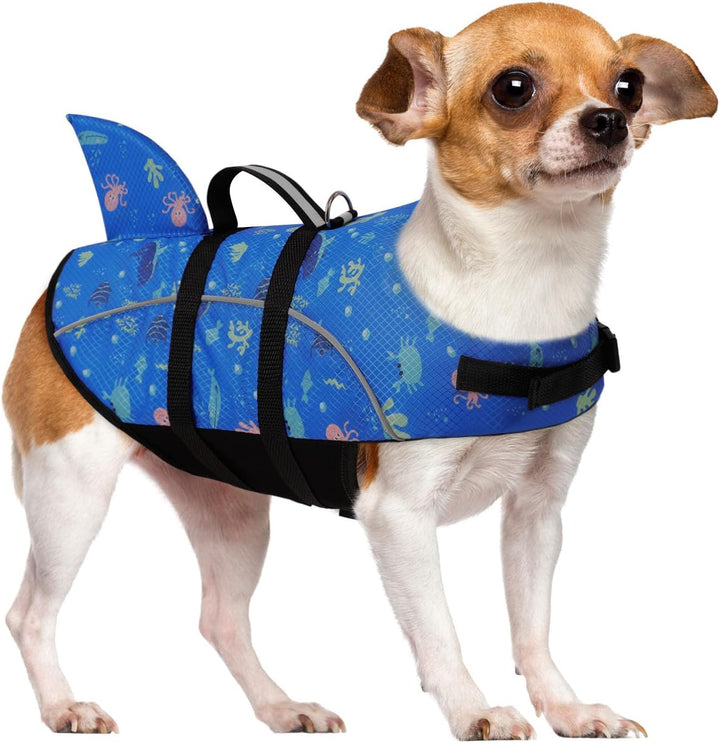 Ripstop Dog Life Jacket Shark Life Vest for Dogs, Safety Lifesaver with High Buoyancy and Lift Handle for Small and Medium Breeds（Rose Red XS）