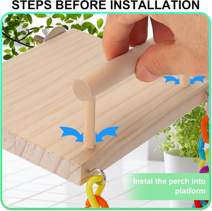 Bird Perch Bird Cage Accessories Platform Swing - for Parrot,Parakeet,Budgies, Cockatiels, Lovebirds, Pacific Parrotlets,Chinchilla, Hamster - Sturdy Play Gym Exercise Stand