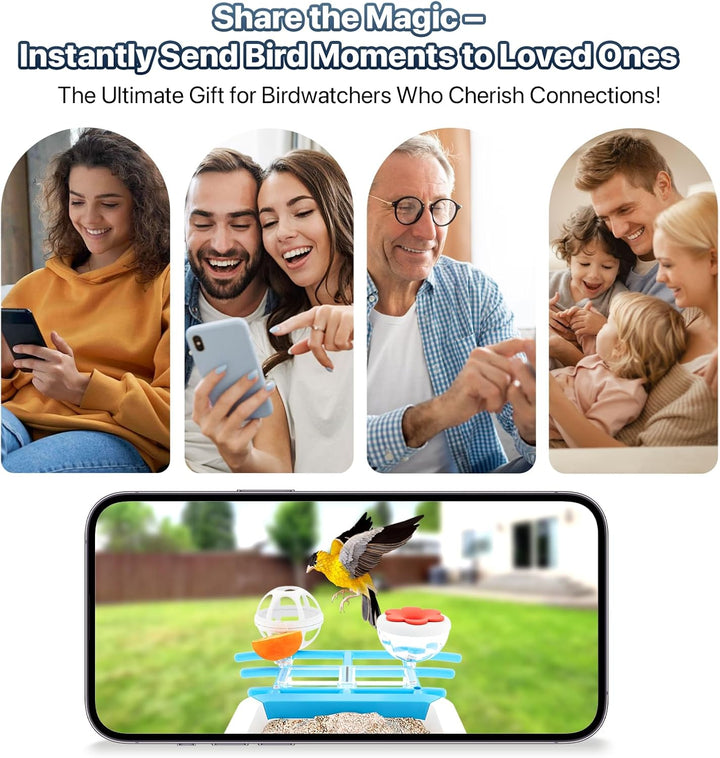 Smart Bird Feeder with Camera - Solar Powered Birdfeeder Cam 2K HD AI Smart Identify Bird Species, Instant Arrival Alerts，Auto Record Birdvideo, Two-Way Audio, Gift for Birds Lover