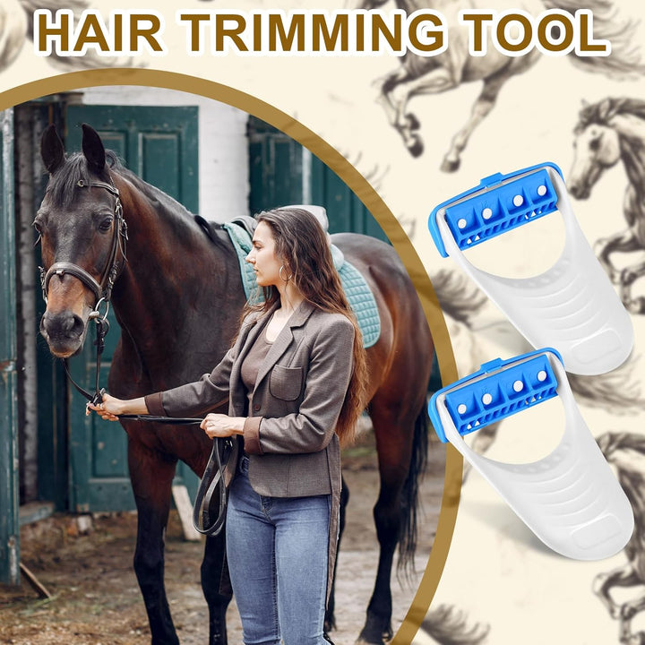 24 Pcs Horse Clippers Horse Grooming Razor Disposable Grooming Razor Horse Trimmer Shaver Kit Fit for Horse Dog, White&Blue