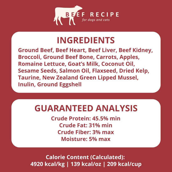 Freeze-Dried Raw Nuggets - Beef Recipe - Raw Pet Food for Dogs and Cats - 20 Oz