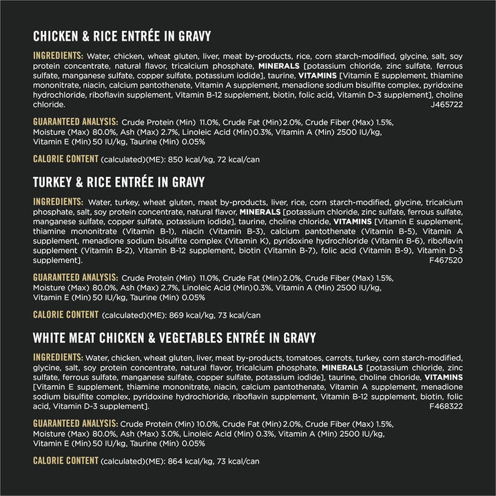 Gravy, High Protein Wet Cat Food Variety Pack, Complete Essentials Chicken and Turkey Favorites - (Pack of 24) 3 Oz. Cans