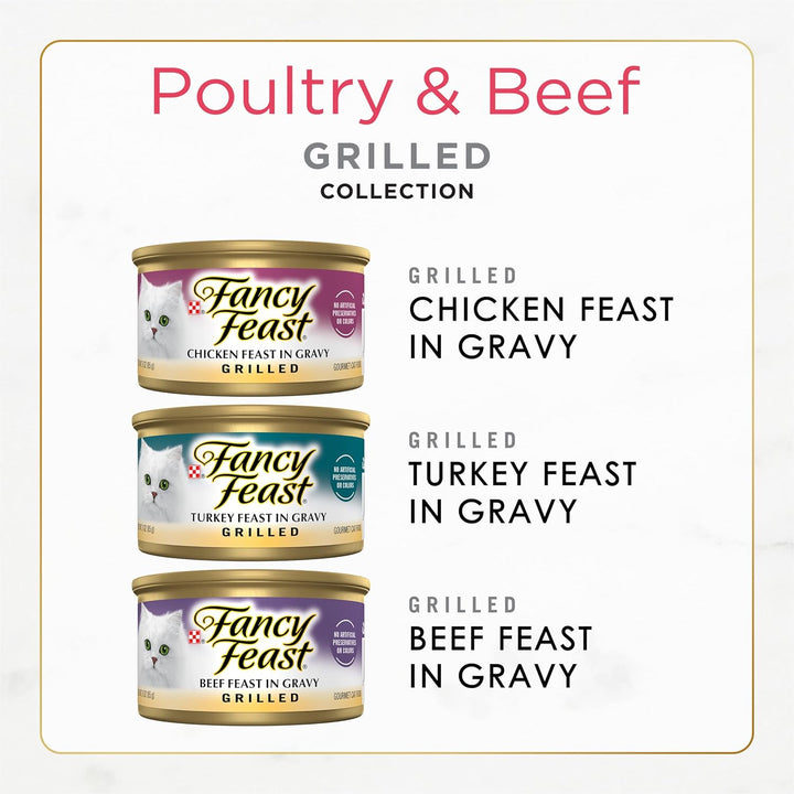 Purina  Grilled Wet Cat Food Poultry and Beef Collection Wet Cat Food Variety Pack - (Pack of 24) 3 Oz. Cans