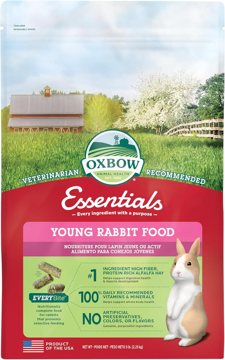 Essentials Rabbit Food, Adult, Made with  Timothy Hay for Rabbit, Pet Pellets with Vitamins & Minerals, Small Animal Pet Products, Bunny Food, Made in USA, High Fiber, 10 Lb. Bag