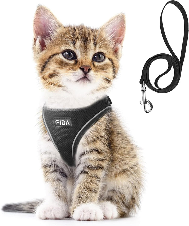 Cat Harness and Leash Set for Walking Kitten and Puppy, Escape Proof Kitten Harness with Breathable Lightweight Soft Mesh, Adjustable Reflective Step-In Design. (XXXS, Green)