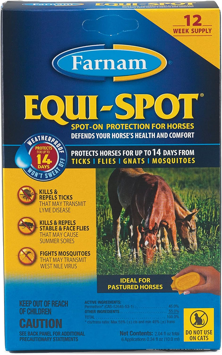 Equi-Spot, Horse Fly Control, Long-Lasting Protection, 6 Applications, 12-Week Supply for One Horse