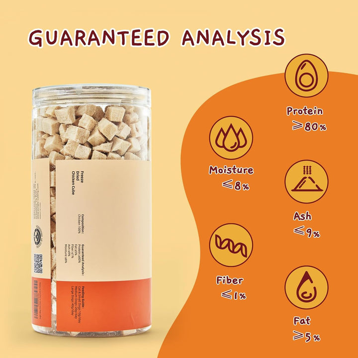 Freeze Dried Chicken Cat & Dog Treats, Single Ingredient Chicken Bites for Cats & Dogs, High Protein Pet Training Treats, Edible Organic Food Topper, 10.58 Oz