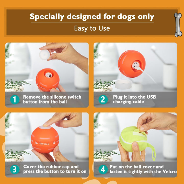Interactive Dog Toys Dog Ball,[2025 Newly Upgraded] Durable Motion Activated Automatic Rolling Ball Toys For/Small/Medium/Large Dogs,Usb Rechargeable(Orange)