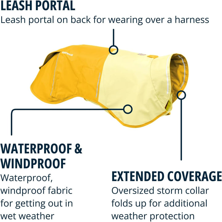 , Sun Shower Dog Raincoat, All-Weather Jacket, Waterproof, Windproof & Lightweight, Mineral Yellow, Medium