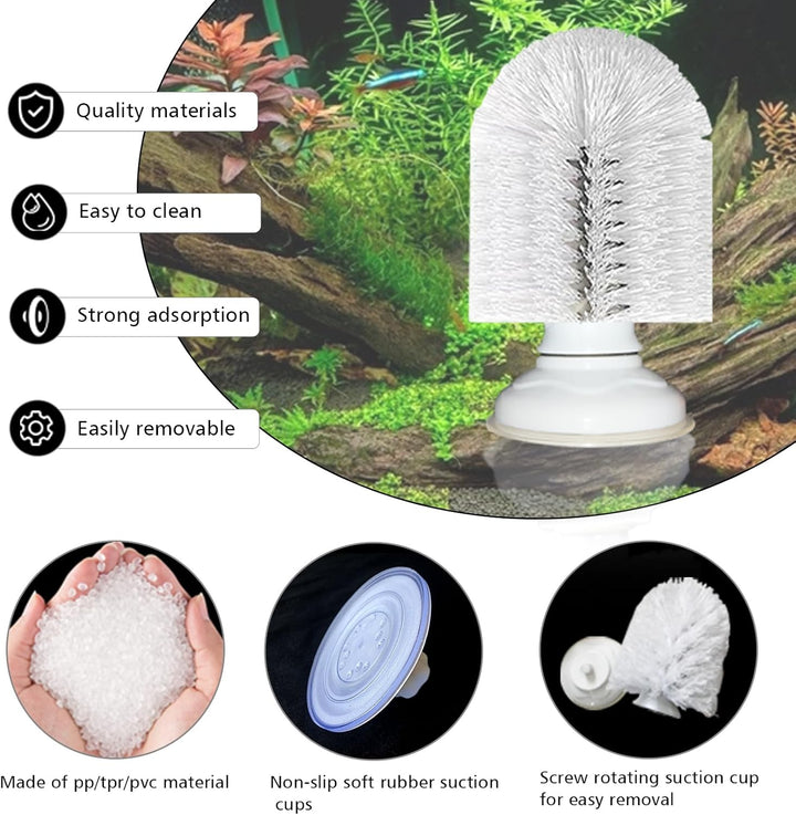 Turtle Brush with Suction Cup, Screw the Upgraded Turtle Scrub Brush Tightly on the Glass, It Is Not Easy to Fall off and Slide, Helping the Turtle Remove Dirt on the Back and Abdomen.