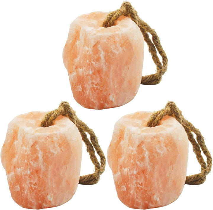 Himalayan Salt Lick Natural Minerals Block on Rope for Horses,Cattles,Deer,Goat and Other Livestock Long Lasting Original Pink Salt Lick (2.4-3.3 Lbs)