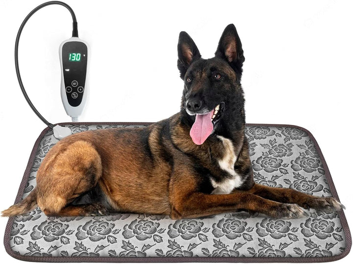 Large Dog Heating Pad 34X21In with Smart Thermostat Switch and Power Line Protection Tube,Obtained MET and UL Dual Certification,Waterproof Pet Heating Pad, Suitable for Dogs of All Ages