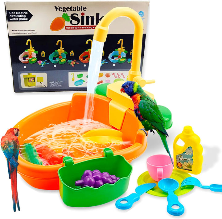 Parrot Shower, Parrot Bird Bathtub, Automatic Bird Bathtub Pet Bath Pool with Faucet, Bird Bathtub Swimming Pool Toy Bath Shower Water Dispense for Ferret, Goldfinch (Green)