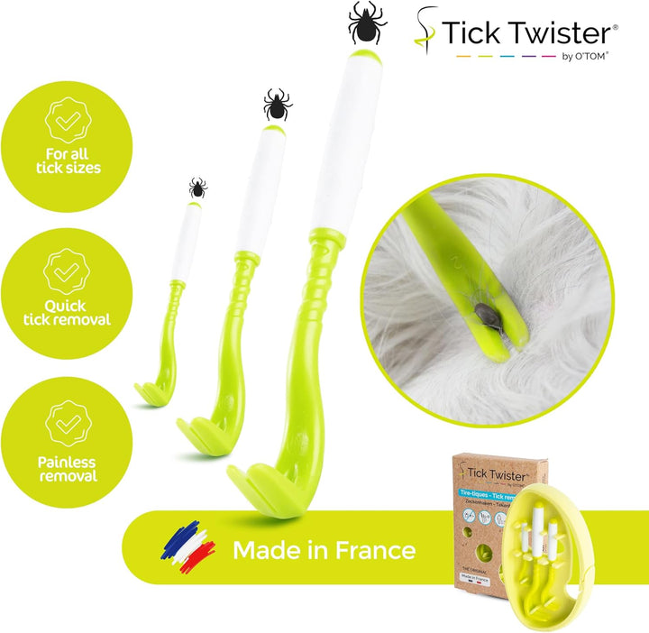 Tick Remover for Dogs and Human - Made in France - Tick Puller for Humans and Dogs - 3 Different Sizes - Dog Tick Removal Tool - Also for All Other Pets - Tick Nipper In