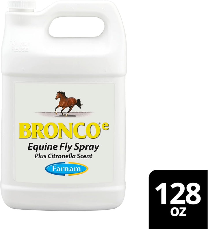 Broncoe Fly Spray plus Citronella for Horses, Dogs & Premises – Kills Flies, Ticks, Fleas, Lice & Mosquitoes – Water-Based, Non-Oily Multi-Purpose Insecticide – 128 Oz