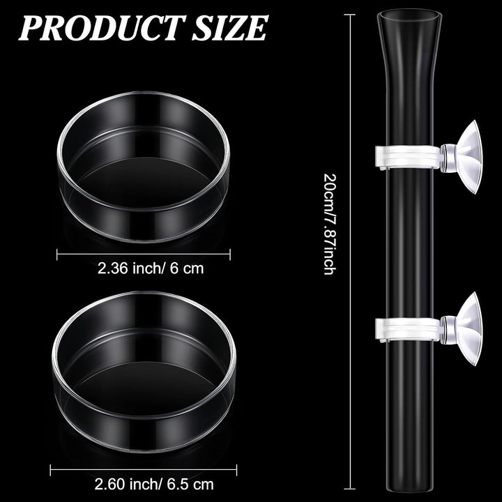 3 Pieces Shrimp Feeding Tube and Dish Set, Include Glass Shrimp Feeder Tube and 2 Aquarium Dish Bowl Fish Tank Feeding Supplies