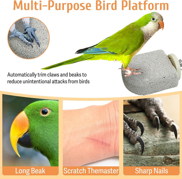 4 PCS Bird Perch Stands Parrot Calcium Perch Beak Grinding Stone Foot Claws Trimmer Parakeet Platform Parrot Chewing Toys for Small Medium Cockatiel Conure Lovebird Finch
