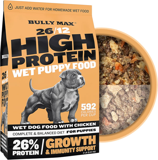 Wet Puppy Food - Instant Fresh Dehydrated High Protein Soft Dog Food with Chicken - Healthy Growth for Small & Large Breed Puppies - 2 Dry Dog Food Pounds (Makes 5.5 Lbs. of Wet Food)
