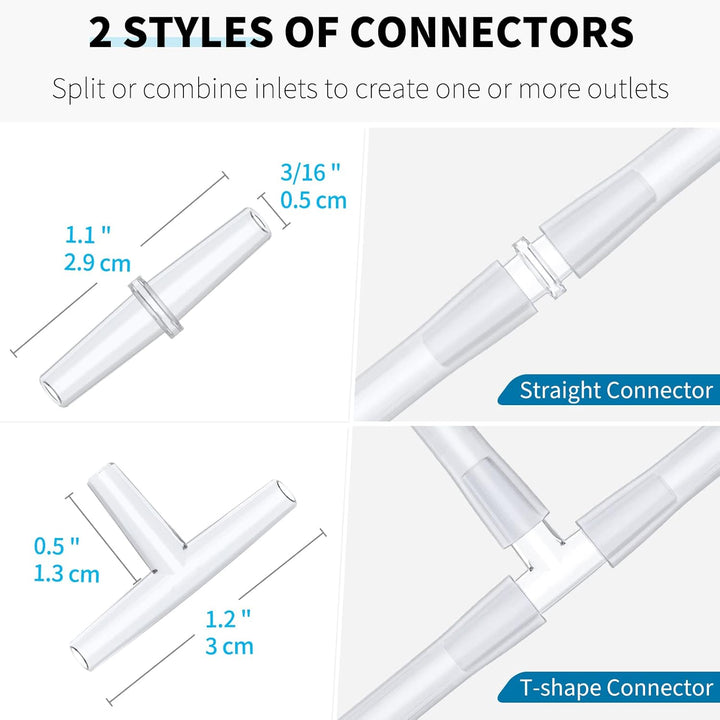 13 Feet Airline Tubing Standard Aquarium Air Pump Accessories with Air Stones, Check Valves, Suction Cups and Connectors