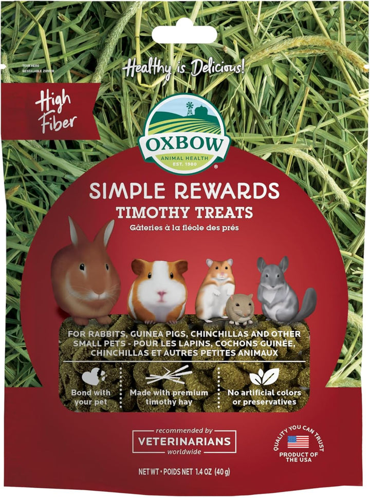 Animal Health Simple Rewards Apple Banana Treats, Timothy Hay Guinea Pig & Bunny Treats, Pet Snack, Made with  Guinea Pig Hay, Made in USA, Timothy for Rabbit, 3 Oz Bag