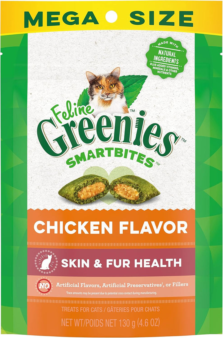Feline Smartbites Skin & Fur Health Crunchy and Soft Cat Treats, Salmon Flavor, 4.6 Oz. Pack