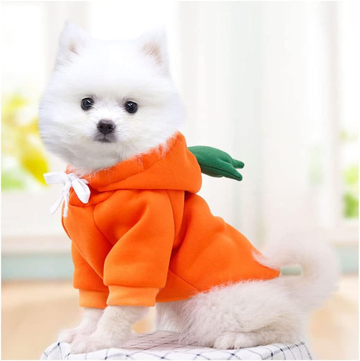 Dog Christmas Halloween Costumes,Dog Hoodies for Small Dogs Cats, Cat Puppy Outfits,Yorkie Chihuahua Pomeranian Clothes (Medium, Orange-Carrot)