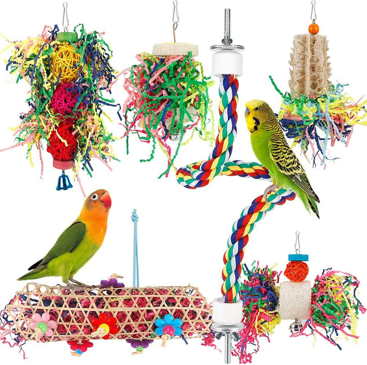 Foraging Toys Parakeet Chewing Hanging Toy Shredded Paper Bird Cage Accessories for Conure Cockatiel Budgies Lovebird Parrotlet