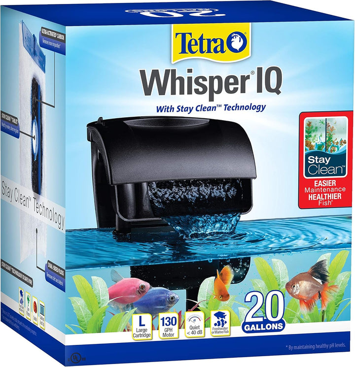 Whisper IQ Power Filter 20 Gallons, 130 GPH, with Stay Clean Technology
